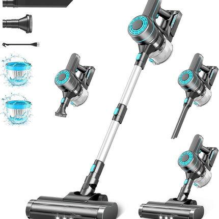 Cordless Vacuum Cleaner,23Kpa Powerful Cordless Vacuum,40 Mins Runtime,Detachable Battery,1.5L Dust Cup,6 In 1 Lightweight Cordless Stick Vacuum Cleaner For Hardwood Floor Pet Hair,Car,Blueblack