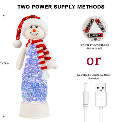 LED Lighted Snowman Swirling Glitter Musical Water Lantern Christmas Snow Globe Home Decoration and , Battery Operated or USB Powered