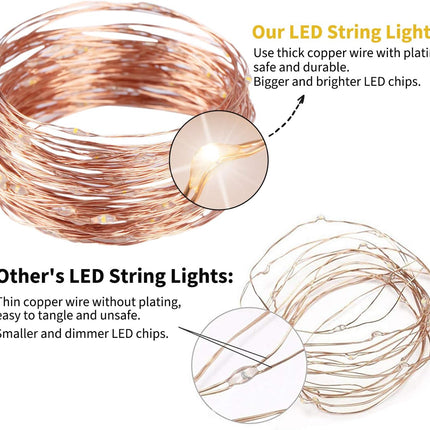 Minetom USB Fairy String Lights with Remote, 66 Feet 200 LEDs Firefly Lights, Copper Wire Starry Lights for Bedroom Wall Ceiling Christmas Tree Wreath Craft Wedding Party Decoration, Warm White