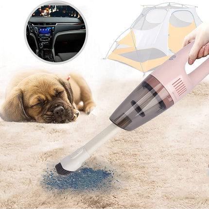 Portable Handheld Vacuum Cleaner Cordless, Cleaner For Dirt Home Pet Hair, Car Interior Dust, Power Suction Lightweight Stylish Hand Vacuum Pink