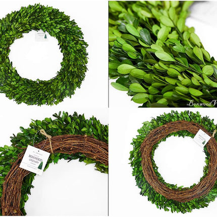 Preserved Boxwood Wreath, Wedding Home Decoration Full Green Real Boxwood Wreath, Indoor Décor for Halloween, Christmas Wreath (Wreath, 10")