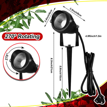 4 Pcs Christmas Red Spotlight Outdoor Plug in Landscape Lighting 12w Ip66 Waterproof LED Lights with Spiked Stand 270° Adjustable Outdoor Spot Lights for Holiday Yard, Lawn, Garden, Tree, Flags