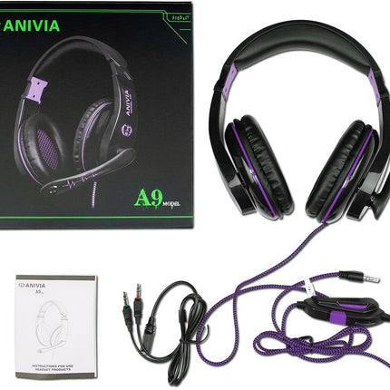 Anivia Gaming Headset, AH68 Gaming Headphones with Microphone Noise Cancelling Surround Sound 3.5mm Jack Compatible with Xbox, Switch, PC, Laptop, Nintendo, PS4, PS5 Headsets
