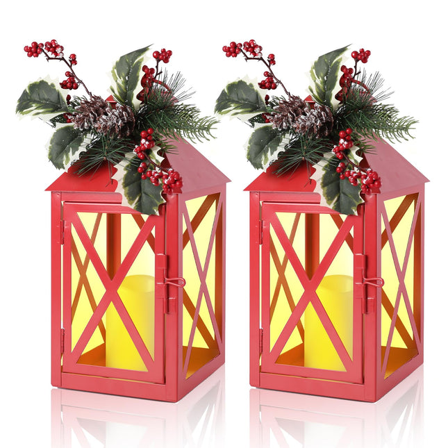 Taman Christmas Lantern,2 Pack Hanging Lights LED Decorative Candle Light Waterproof Umbrella Lights for Christmas Patio Garden, Table,Party Decor,