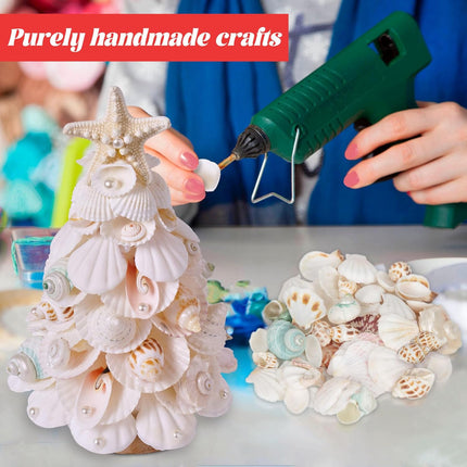 Sea Shells Christmas Tree Handmade Crafts Tabletop Shells Christmas Tree with LED Light, for Christmas & Beach Decoration, Party Birthday , Home Decor, Figurines Christmas Tree