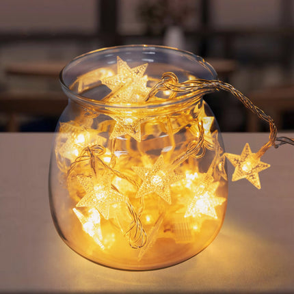 Warm White Star String Lights, 100 LED Plug in Fairy String Lights Waterproof Extendable for Indoor Outdoor, Wedding Party Christmas Tree, Year, Garden Decoration