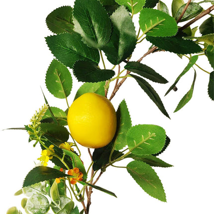 6 Ft Artificial Lemon Garland, Spring Greenery Garland with Lemons and Flowers, Summer Fruit Garland Wreath for Front Door Wall Table Wedding Decor