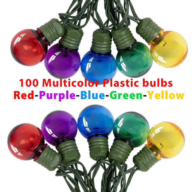 100 LED 50Ft Globe Christmas Lights Outdoor, Round G30 Multicolor Colored Christmas Small Balls Lights, Connectable Waterproof, for Patio Backyard Eaves Tree Porch, Indoor Outdoor Decorations