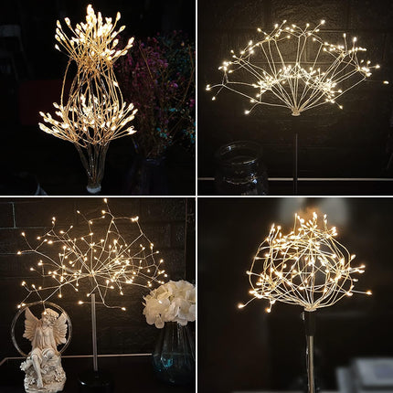 2Pack Firework Table Lamp, 120LED Firework Dandelion Copper Wire String Branch Atmosphere Decorative Desk Lamp USB/Battery Powered 8Modes for Bedroom Dinner Christmas Banquet Wedding Party