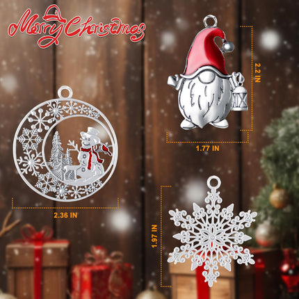 Christmas Ornaments , Solid Pewter Christmas Tree Ornament DIY Hanging Craft Handcrafted Metal Decoration for Christmas Decorations, Tree Decor, Home Party s (Santa&Snow&Snowman Gnome)