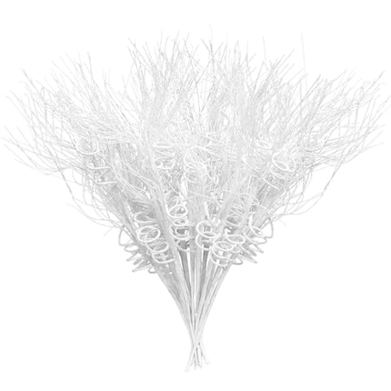 KI Store Glitter Curly Christmas Spray Set of 12 White Wispy Willow Christmas Picks for Christmas Tree Wreath Garland Bouquet Tree Topper Decoration