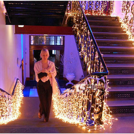 LED Icicle String Lights, Christmas Icicle Lights 16.4FT 216 LEDs Window Curtain Starry Fairy Lights Plug in 8 Modes for Wedding Party Bedroom Garden Patio Outdoor Indoor (Warm White, 5)