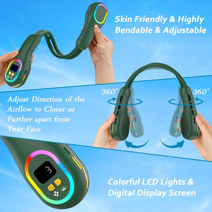 Neck Fan Portable, Rechargeable Wearable Fan, Personal Fans For Your Neck, Adjustable Air Direction Width, Flexible Cooling Fan