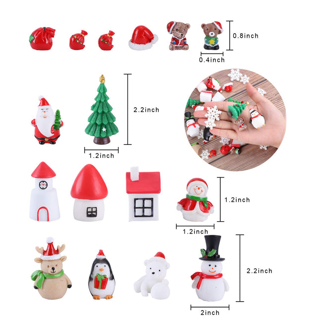 22pcs Christmas Miniature Ornaments for Fairy Garden Dollhouse Accessories, DIY Snow Globe Christmas Miniature Figurines Decorations, Resin Christmas Tree Snowman Mini Ornaments for Xmas Party Decor