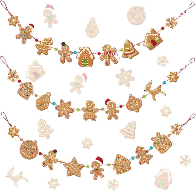 Blulu Christmas Garlands Christmas Banners Gingerbread Christmas Decorations Candy Garland Hanging Ornaments for Christmas Tree Home Kitchen Wall Decor(Gingerbread Man,9 ft)
