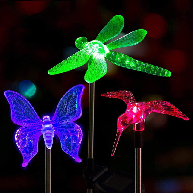 Solpex Solar Garden Lights, 3 Pack Solar Butterfly Lights Christmas Outdoor Decorations, MultiColor Changing Led Solar Light Stak