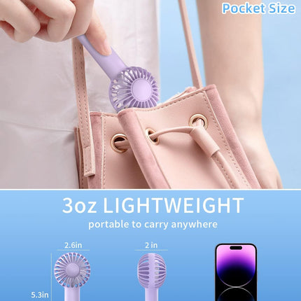 Portable Fan, Neck Fan + Mini Handheld Fan, 3 Speeds, Usb Rechargeable, Long Use Time, Personal Fan Battery Operate For Outdoor