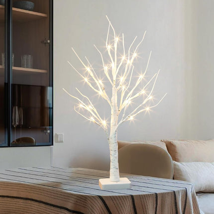 Vanthylit Lighted Birch Tree Battery Powered Tabletop Tree Decorations for Home Mantle Party Christmas Decorations (22 Inch)