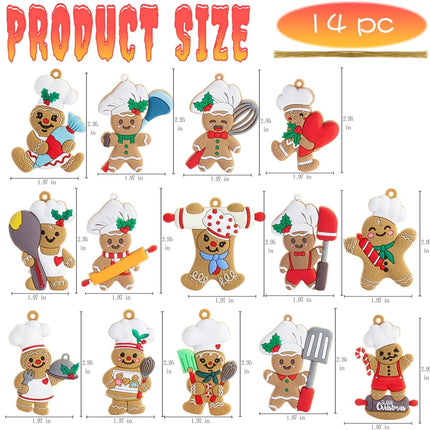 14pcs Gingerbread Christmas Decoration for Tree,Cooking Gingerbread Man、 Christmas Ornaments Hanging Decor 、 Christmas Tree Decor Party Supplies