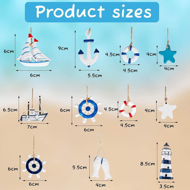 Jetec 22 Pcs Nautical Christmas Ornament Beach Christmas Ocean Ornaments Coastal Nautical Christmas Tree Ornaments Starfish Anchor Sea Life Beach Christmas Decorations for Home Small Party Office