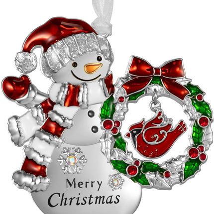 LIFE&FOOT Christmas Tree Ornaments Hanging Charm Decorative Pendant of Car Charm Holiday Keepsake Home Decor (Snowman (Silver))