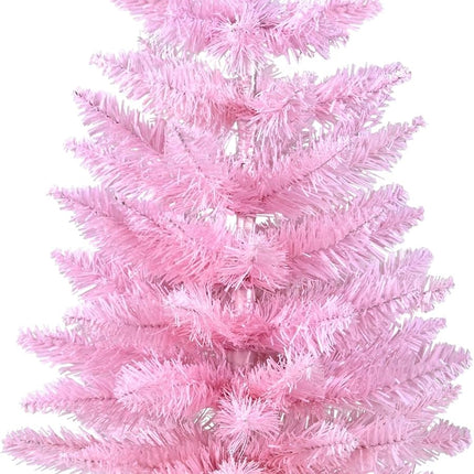2FT Artificial Christmas Tree Pink Tabletop Christmas Tree with Plastic Stand Mini Xmas Pine Tree for Party Supplies Indoor Outdoor Holiday Home Decoration (Pink)