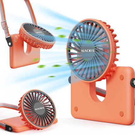Alacris Portable Hanging Neck Fan, Wearable Personal Fan With Adjustable Lanyard, 3 Speeds Rechargeable Mini Handheld Personal