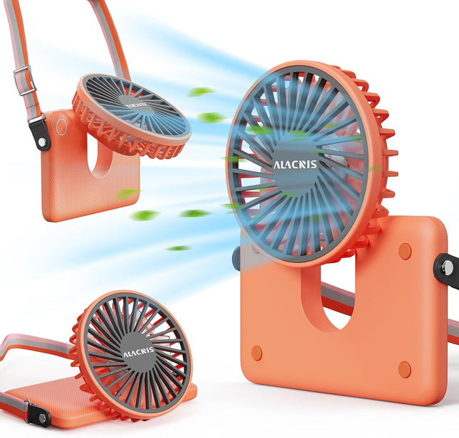 Alacris Portable Hanging Neck Fan, Wearable Personal Fan With Adjustable Lanyard, 3 Speeds Rechargeable Mini Handheld Personal