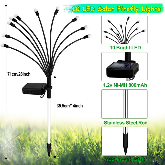 Kohlrabi Solar Garden Lights Outdoor, 4 Pack 40 LED Solar Purple Firefly Lights Waterproof, Sway by Wind, Solar Swaying Light for Yard Patio Backyard Garden Planter Flower Bed Pathway Decoration