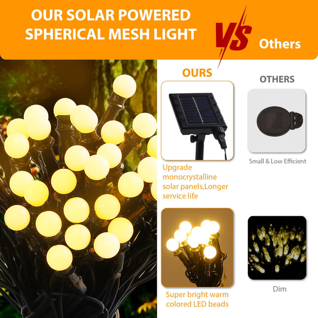 Solar Net Christmas Lights Outdoor,5ftx5ft 100Led Net Lights Outdoor Mesh Lights,8 Modes Connectable Net Christmas Lights Outdoor for Shrubs, Bush Lights Outdoor Christmas Décor(Warm White)