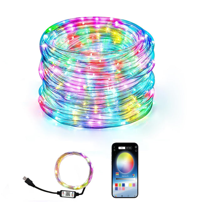 NBGRLVS Multicolored Fairy String Lights - 100 LED 33 FT Phone App Control Silver Wire String Lights，Perfect for Crafts DIY Christmas Party Home Decorations