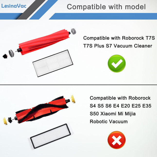 Accessories Kit For Xiaomi Roborock S7 S7+ Roborock S7 Maxv, S7 Maxv Plus,T7 Plus T7S Plus,1 Roller Brush, 4 Hepa Filter, 4 Side Brush, 4 Mop Cloth