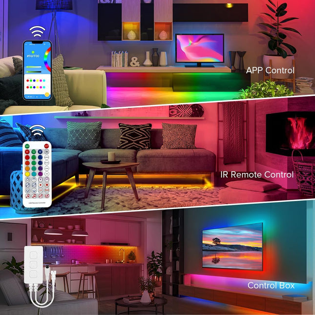 BTF-LIGHTING FCOB WS2811 IC RGB COB LED Strip 16.4FT Chasing Color Tape Light Kit DC24V 630LED/m 10mm Width Dream Color Bluetooth Sync Music Controller for Bedroom, Party, Christmas Decor White PCB