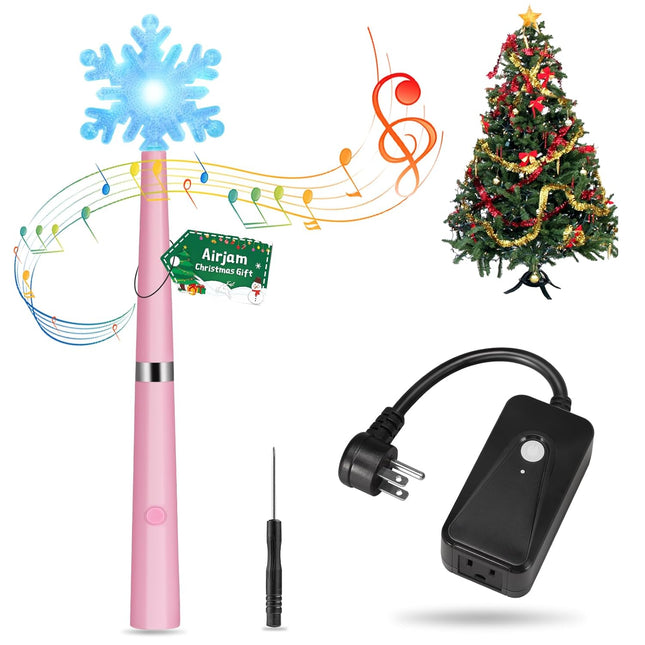 Wireless Remote Control Outlet, Magic Light Wand for Christmas Tree Lights and Home Decoration Lights, Remote Light Switch with Music, Christmas for Kids/Friends/Family, Pink
