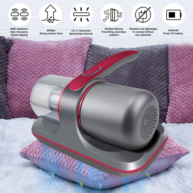 Blue Ultraviolet Cleaner，Bed Vacuum Cleaner Cordless, Uv Mattress Vacuum Cleaner, Handheld Couch Cleaner Machine Deep Cleaner For Sheet,Pet Hair, Fabric Sofa Vacuuming…