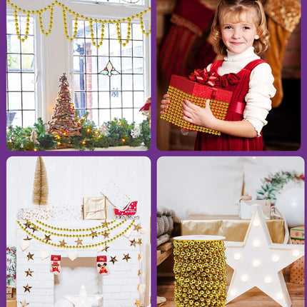 60.5FT Christmas Tree Beads Garland Decor Artificial Plastic Pearls Beads Roll for Xmas Tree Party Wedding Decoration Supplies(Red)