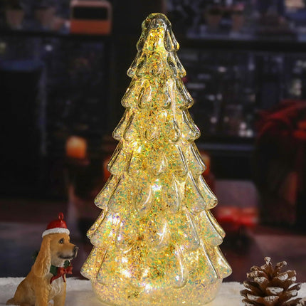 Bdor Arcylic Christmas Tree，Prelit Tabletop Mini White Christmas Tree with Topper Star Musical Ornament for Best Desk Decoration