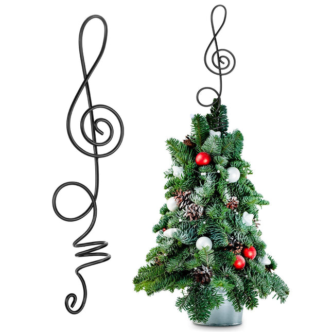 Lenwen Christmas Tree Topper 6.5 Inch Treble Clef Mini Tree Topper Christmas Musical Tree Topper Small Black Wire Tree Topper for Music Themed Christmas Tree Decorations Party Supplies
