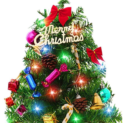 20 Inch Christmas Tree with Light Small Table Top Christmas Tree with LED String Lights, Star Treetop, Ornaments Balls Artificial DIY Christmas Table Decoration