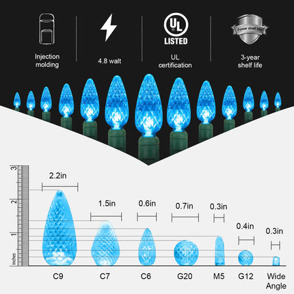 70 Counts C6 LED Christmas Lights - 35.5ft Aqua Christmas Lights Outdoor, Aqua String Lights Indoor, Commercial Grade Aqua Christmas Lights Outdoor Waterproof for Party, Outside, UL