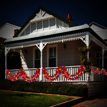 KIMOBER 32.8 Ft Christmas Prelit Tinsel Garland, Red Metallic Garland with 100 LED Lights for Christmas Tree Decorations,Wedding Party Supplies