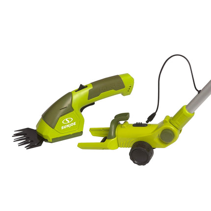Sun Joe HJ605CC Cordless 2-in-1 Grass Shear + Hedge Trimmer w/Extension Pole, Green