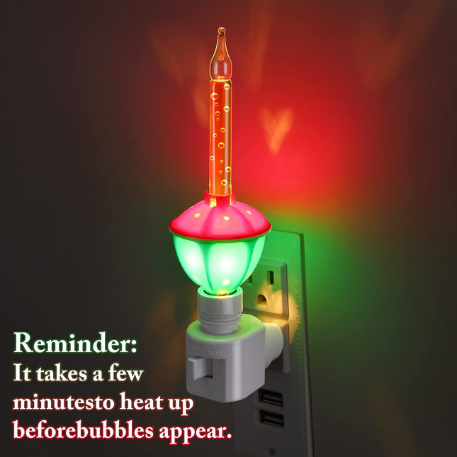 6 Pieces Christmas Bubble Lights, Traditional Vintage Night Lights with E12 Candelabra Base, Colorful Fluid Christmas Lights with Swivel Plug in Base