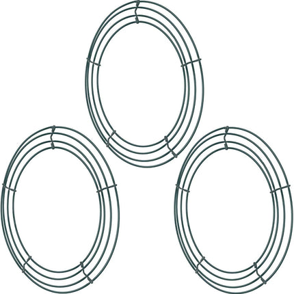 3 Pack Dark Green Christmas Wire Wreath Frame 14 Inch Round DIY Craft Decoration Wire Wreath for Christmas Wedding Holidays Valentines Garden Home Party Decorations