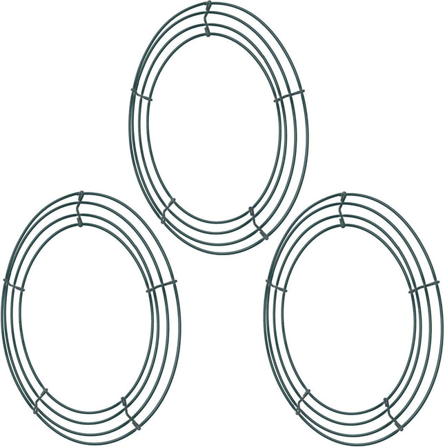 3 Pack Dark Green Christmas Wire Wreath Frame 14 Inch Round DIY Craft Decoration Wire Wreath for Christmas Wedding Holidays Valentines Garden Home Party Decorations