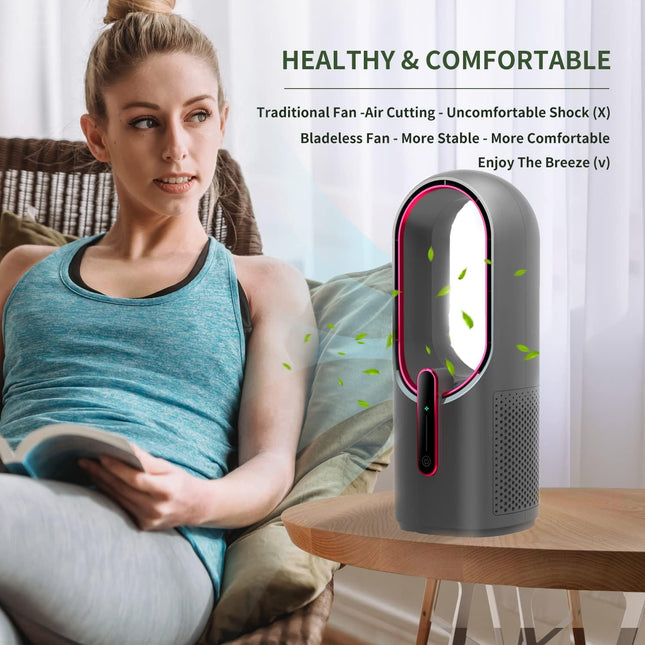 Misby Desk Fan, Bladeless Desk Fan With 3Speed Options, Quiet Cooling, Touch Control Personal Fan For Desk Home, Office, Bedroom
