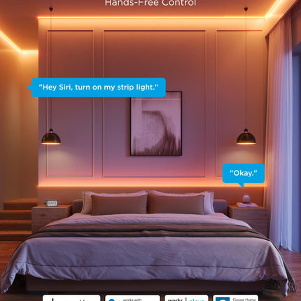 Govee COB LED Strip Light Pro, LED Lights for Bedroom Compatible with Alexa, Google Assistant and Matter, RGBICW Light with Warm White, Smart Strip Light, Christmas Lights, Color Changing, 9.8ft