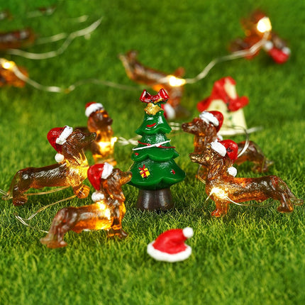 BOHON Dachshund Christmas Lights 10ft 30 LEDs Weiner Dog Christmas Decorations Fairy String Lights Battery Operated Dachshund for Indoor Party Tree Puppy Pet Themed Ornament with Remote