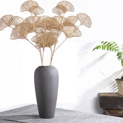 Christmas Artificial Plants Decoration 26" Tall, CATTREE Fake Plastic Golden Apricot Leaves Simulation Ginkgo Leaf Grass for Wedding Party Indoor DIY Home Office Table Centerpieces Decor Gold - 2 Pack