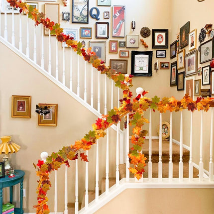 4 Packs Artificial Fall Leaves Garland, 5.9Ft/Pieces Autumn Maple Leaves Mantle Garland Hanging Vines for Home Decor Wedding Halloween Thanksgiving Christmas Indoor Outdoor Decorations by wohohoho